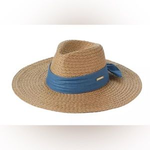 NWT Vince Camuto LALA Tie Denim Band Panama Hat